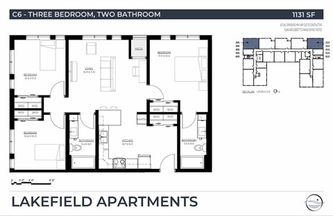 Floor plan for 3 beds, 2 baths, 1126 sqft